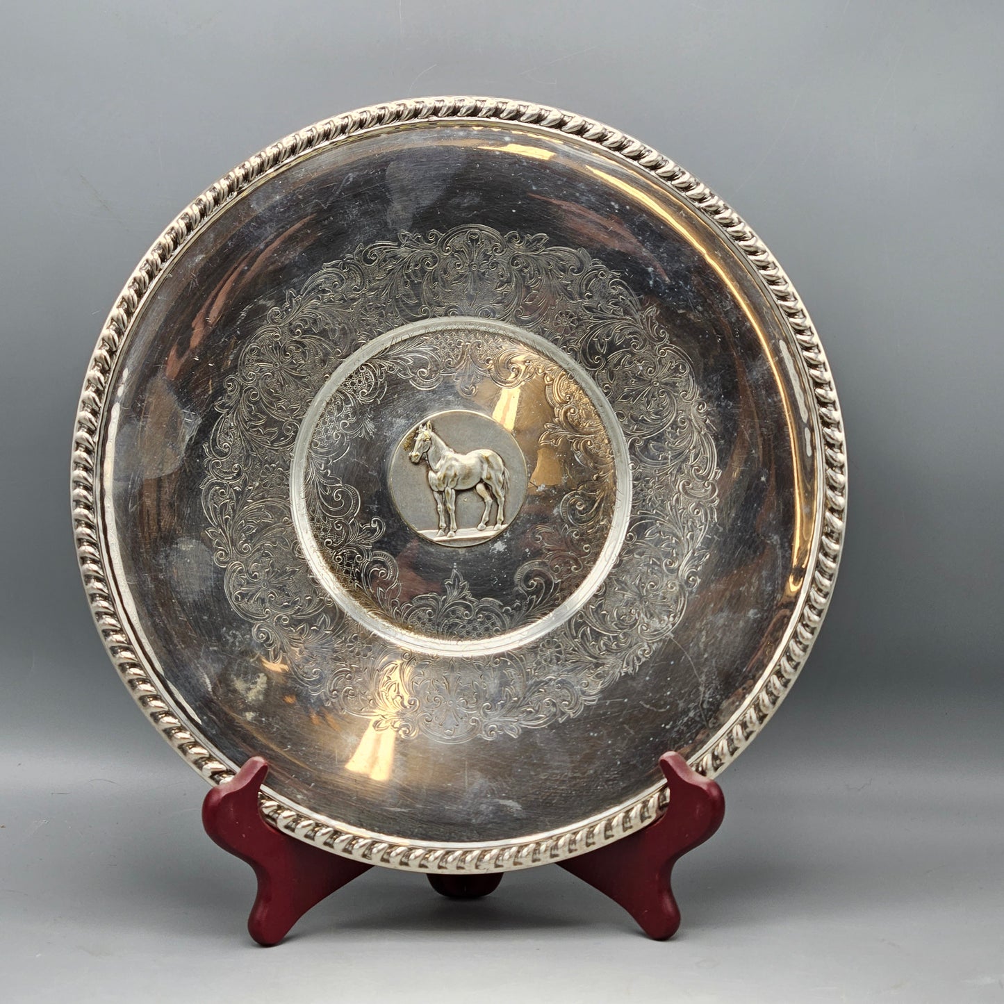 Silverplate Charger with Horse Medallion
