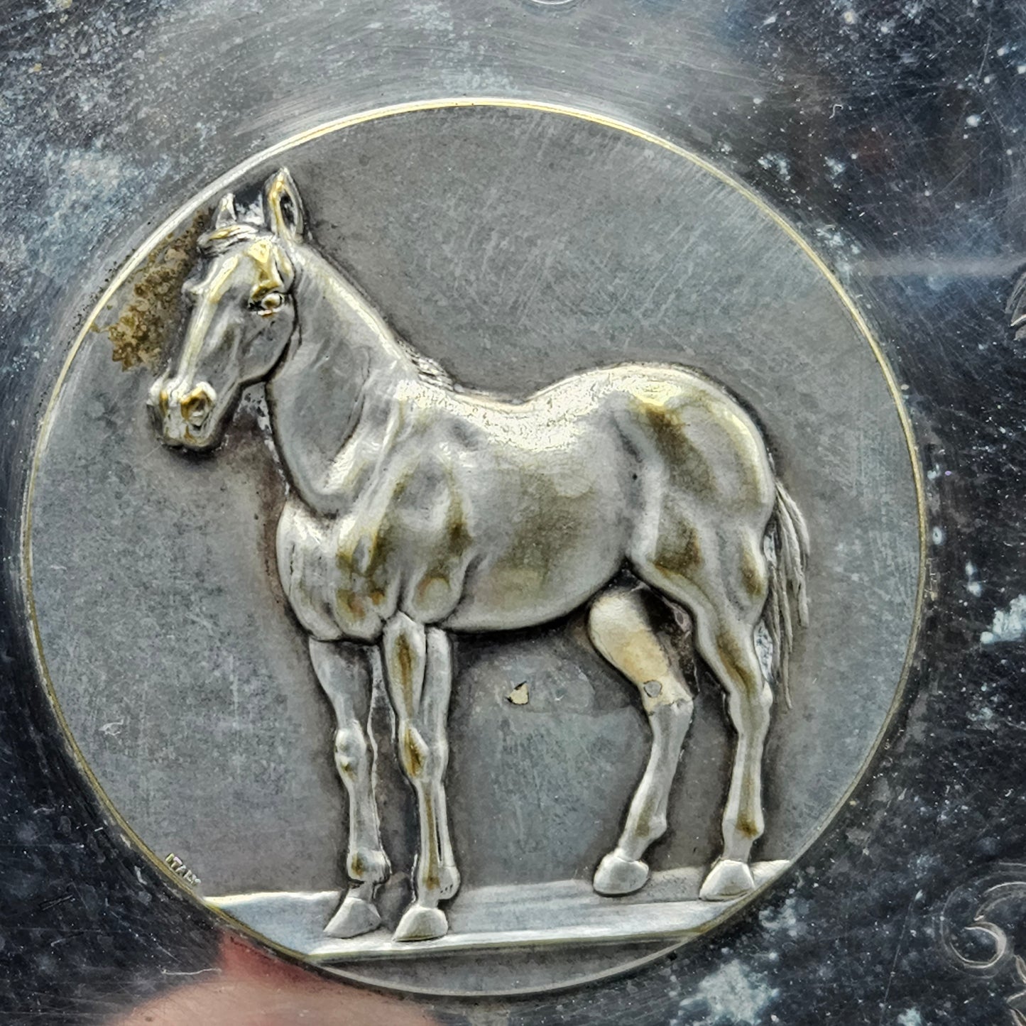 Silverplate Charger with Horse Medallion