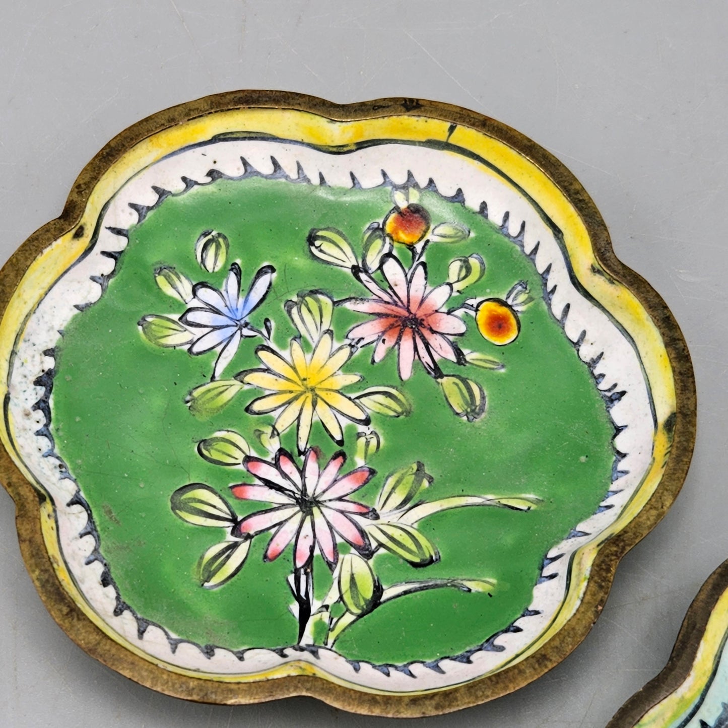 Two Chinese Cloisonné Dishes with Flowers