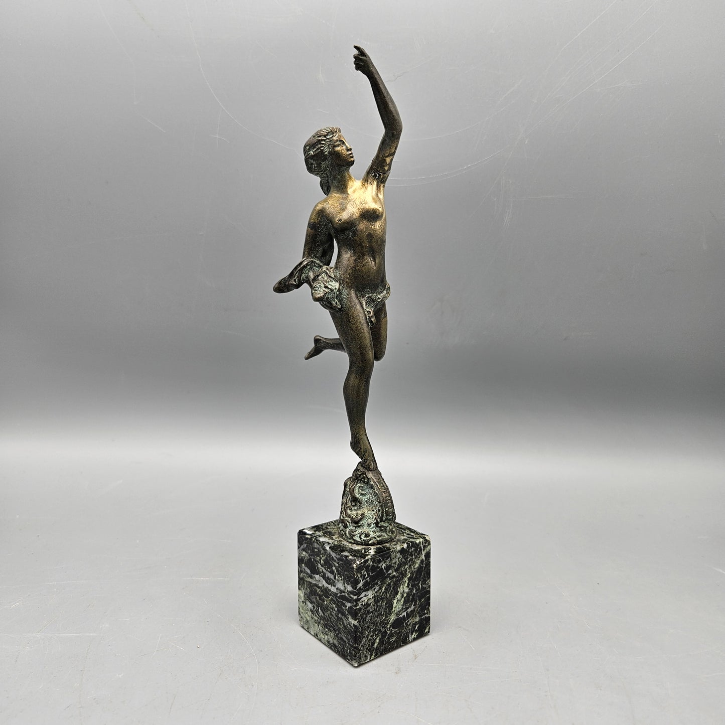 Bronze Nude Female Statuette on Marble Base