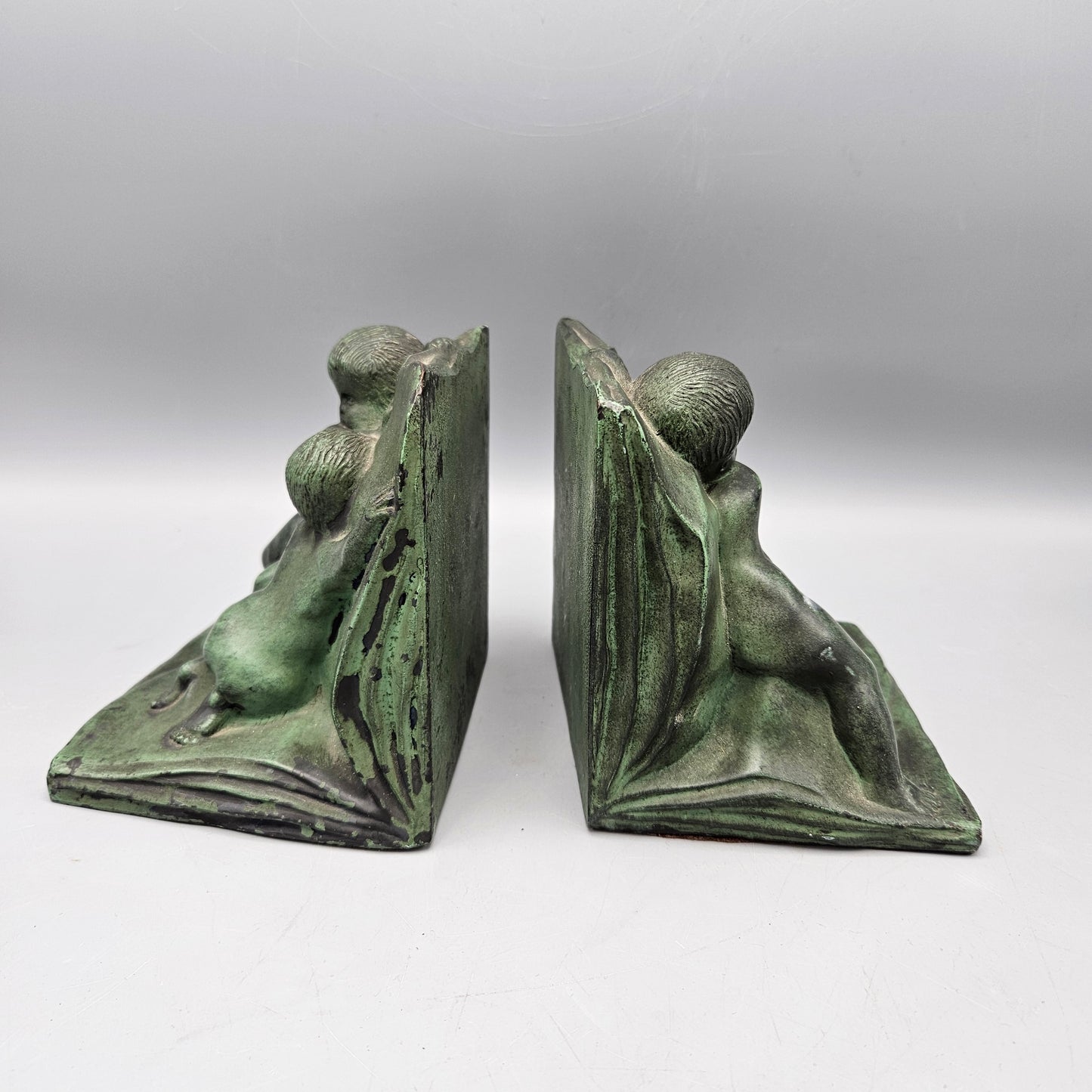 Pair of Kathodian Bronze Works Cherub Bookends