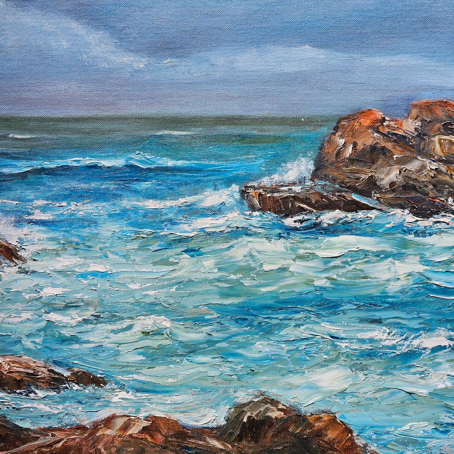 Seascape Painting by Dolores Barnes "Strawberry Granite"