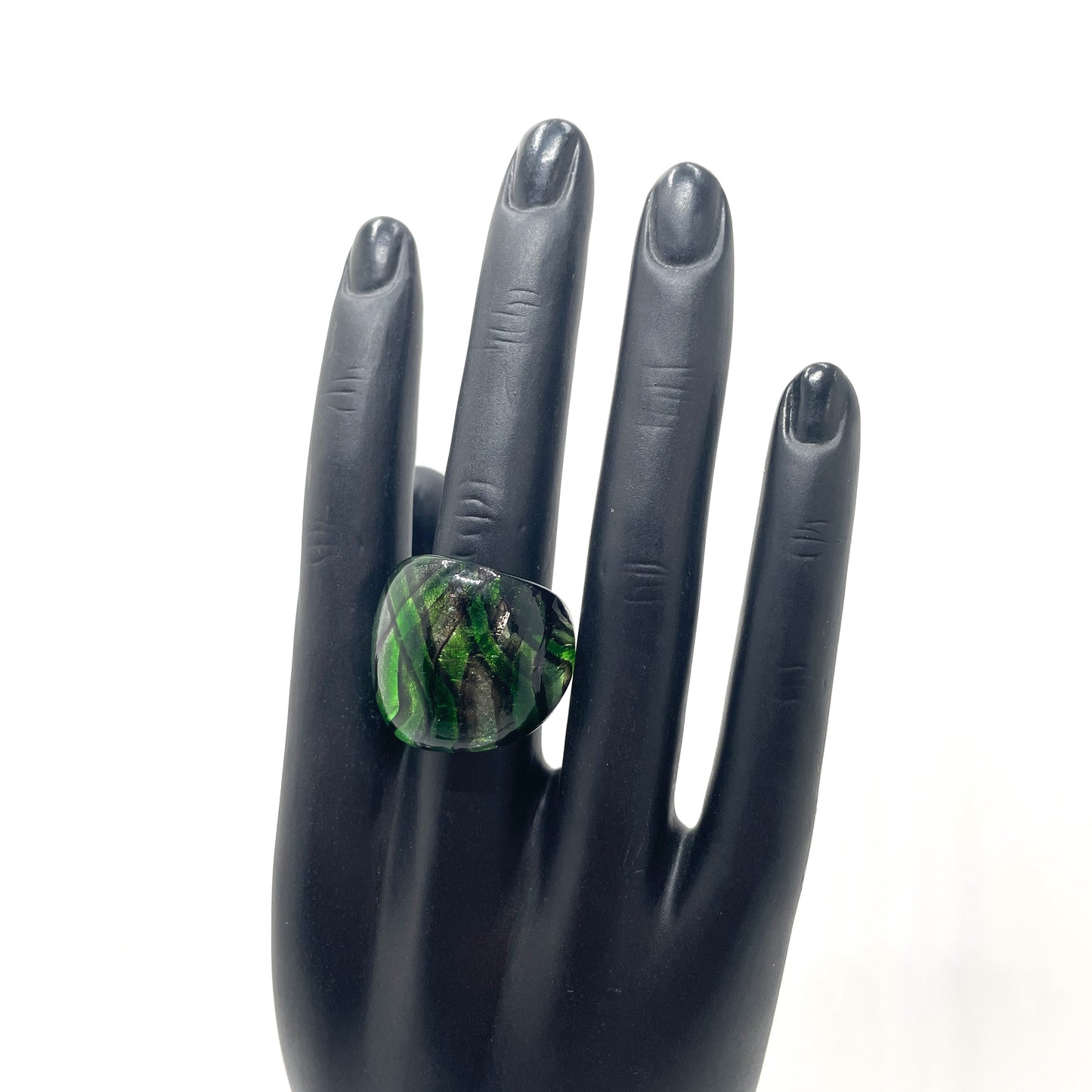 Green Glass Ring - Size 9.5