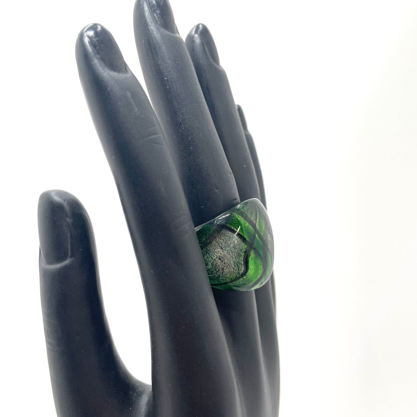 Green Glass Ring - Size 9.5