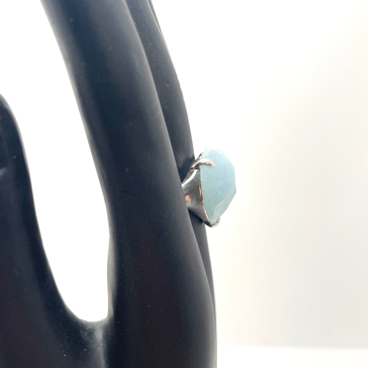 Sterling Silver Blue Heart Cocktail Ring - Size 10