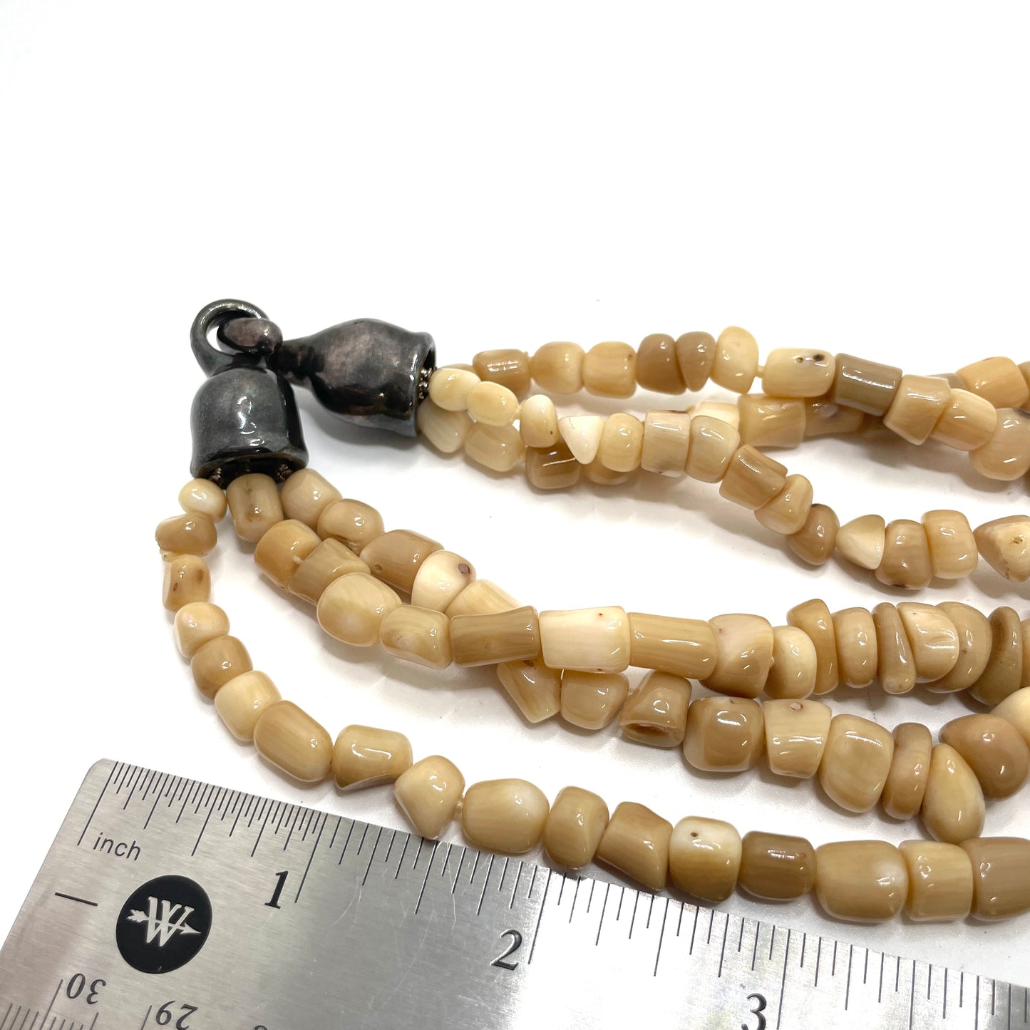 Vintage Brown Beaded Necklace with Silver Pendant