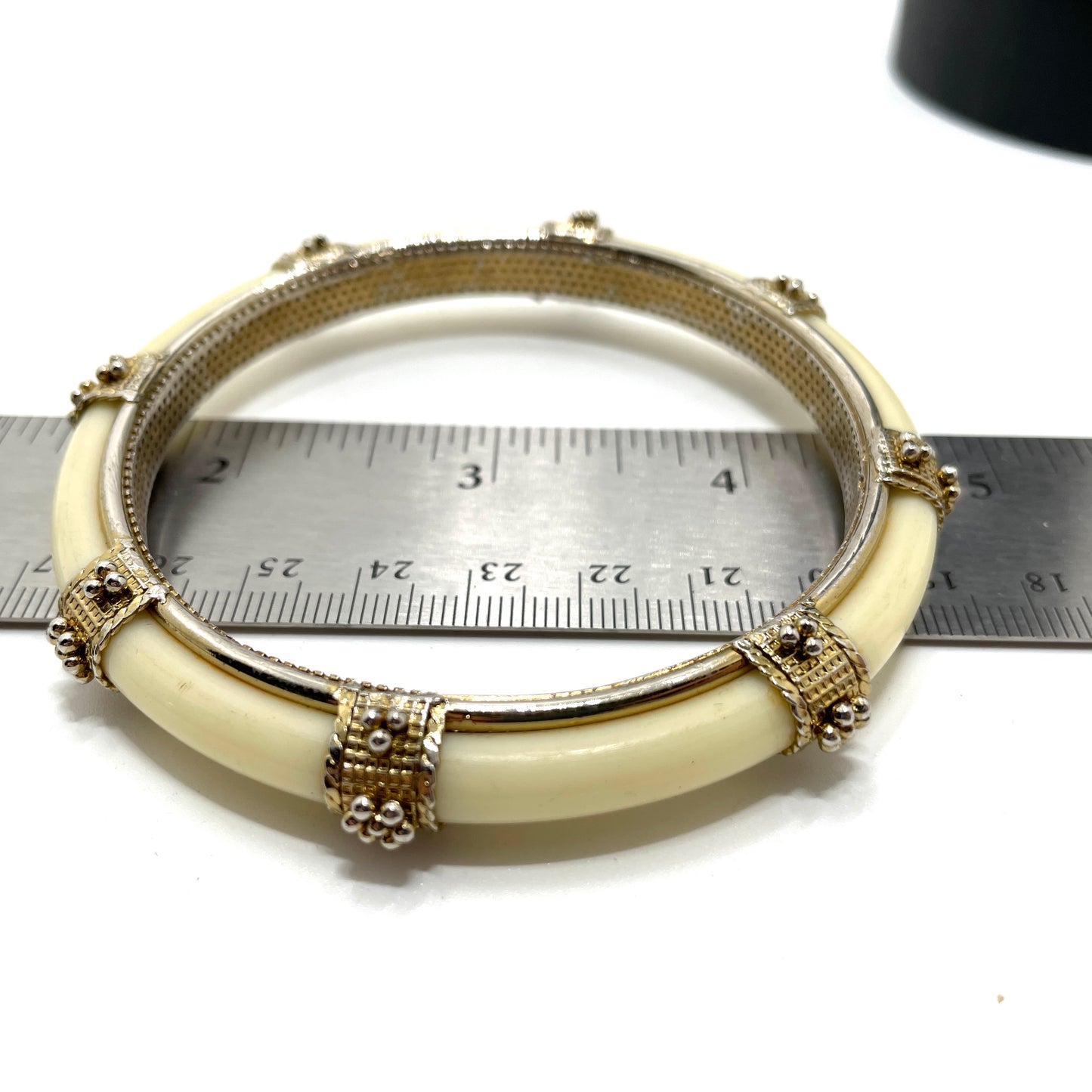 White & Gold Accent Bangle Bracelet