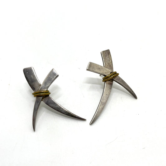 Vintage Mexican Sterling Silver "X" Earrings