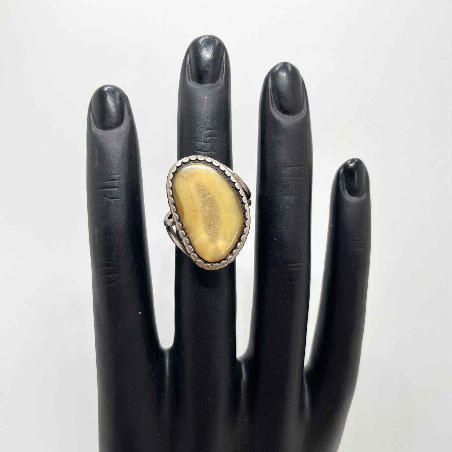 Vintage Large Natural Stone Ring - Size 6