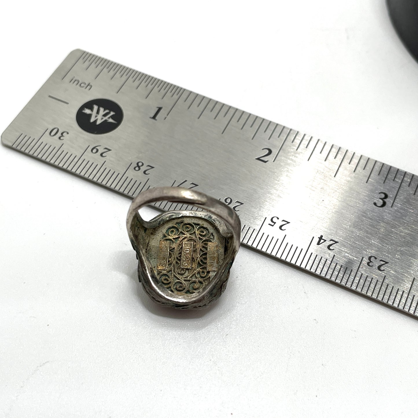 Vintage Carved Cinnabar Ring - Adjustable Size