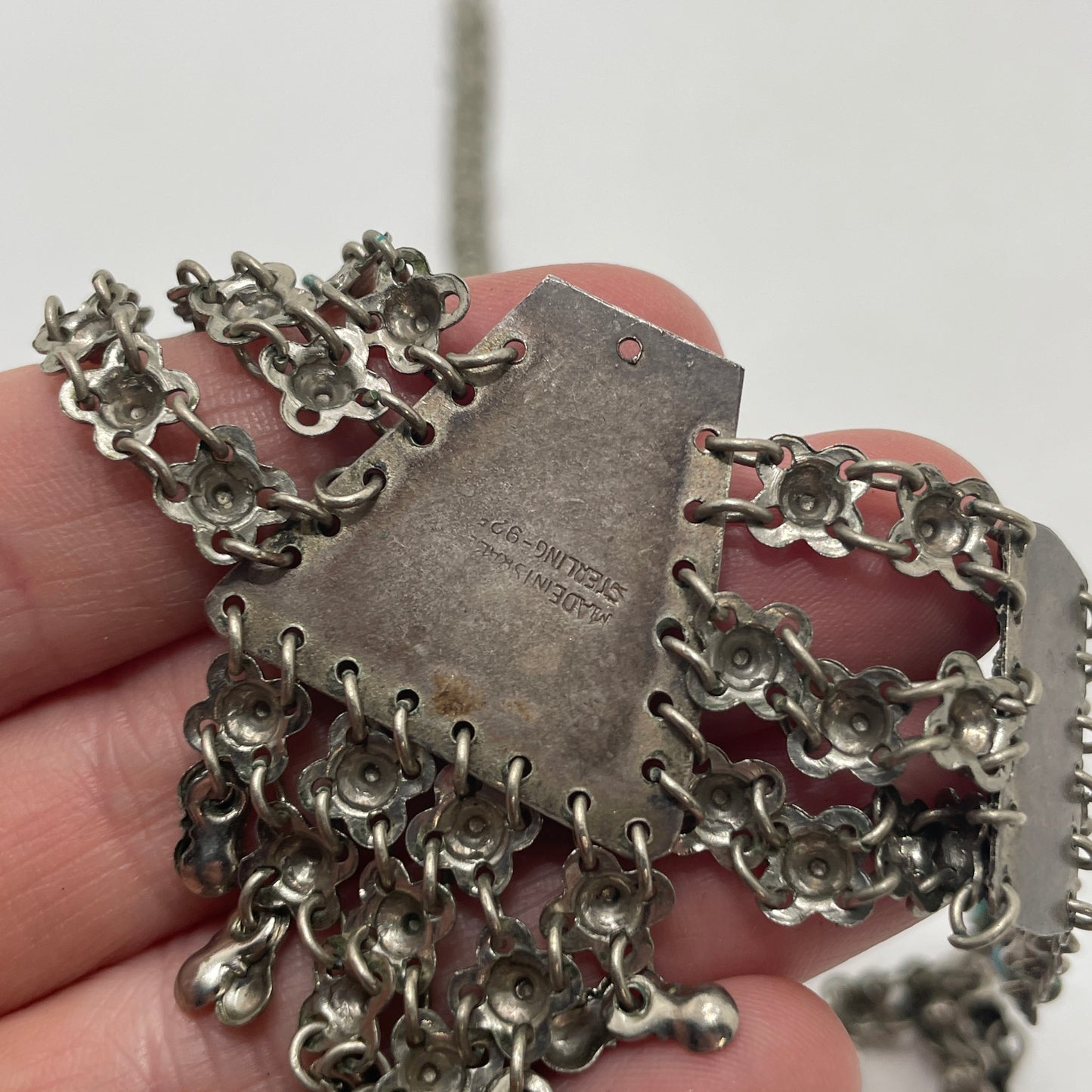 Vintage Israel Sterling Silver Necklace & Earring Set