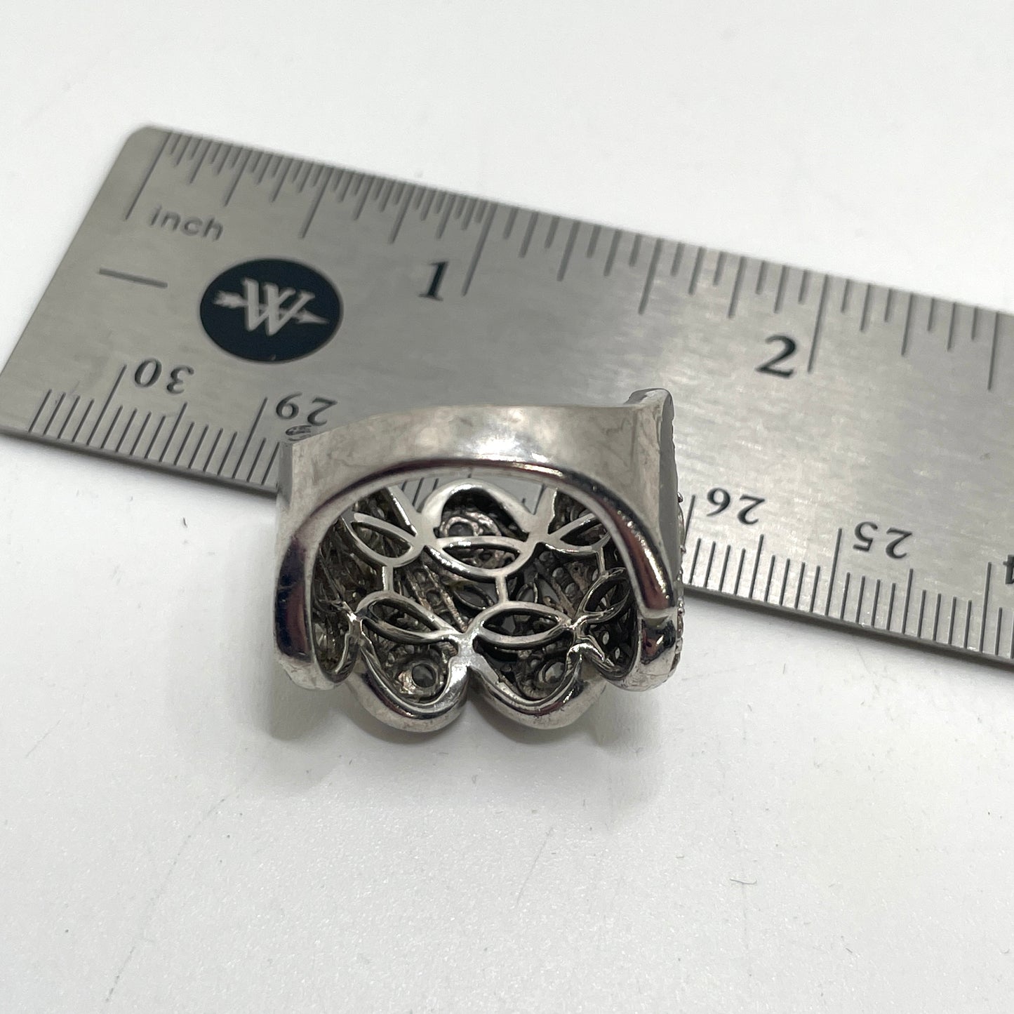 Vintage Sterling Silver & CZ Cocktail Ring - Size 8