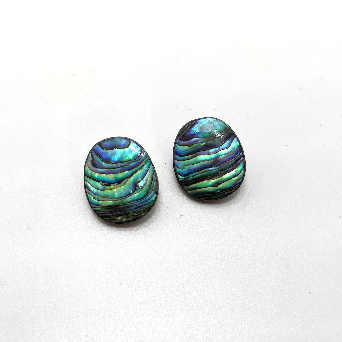 Vintage Abalone Mother of Pearl Clip Earrings
