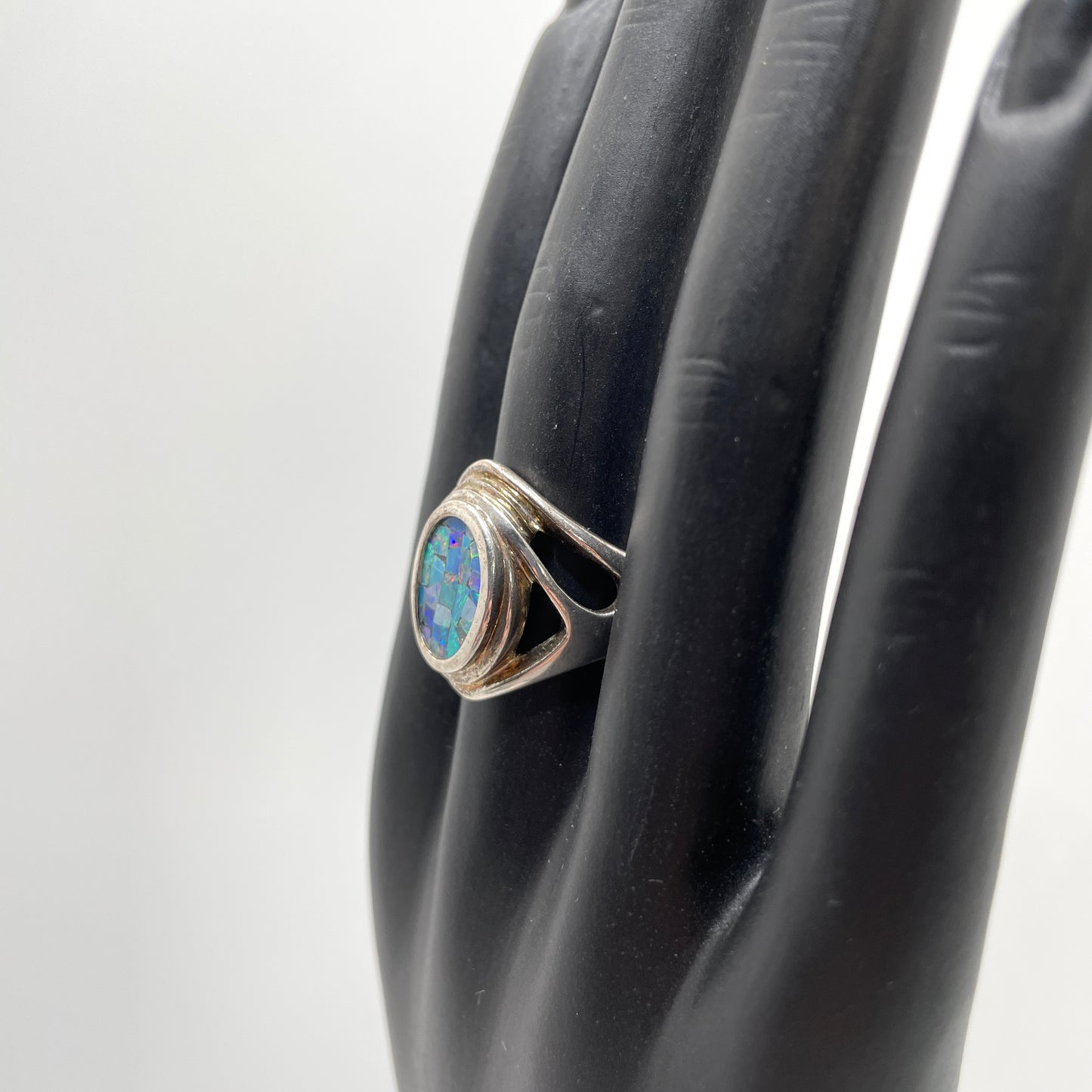 Vintage Sterling Silver & Opal Ring - Size 9