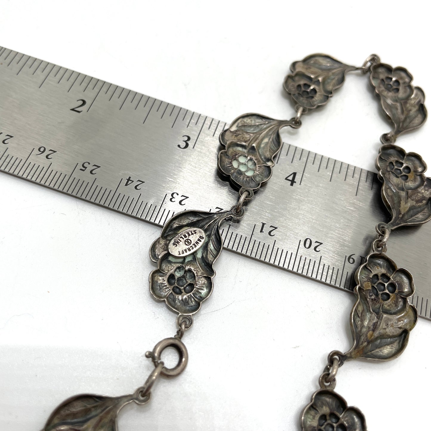 Vintage Sterling Silver Flower Necklace - Choker or Child's Size