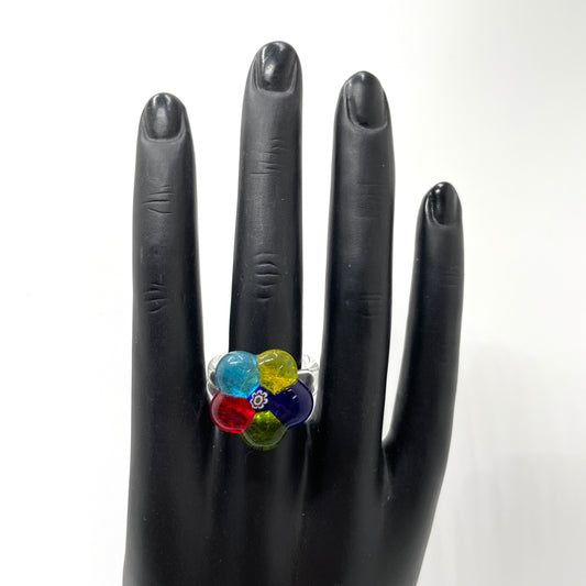 Murano Glass Flower Ring - Size 8.5
