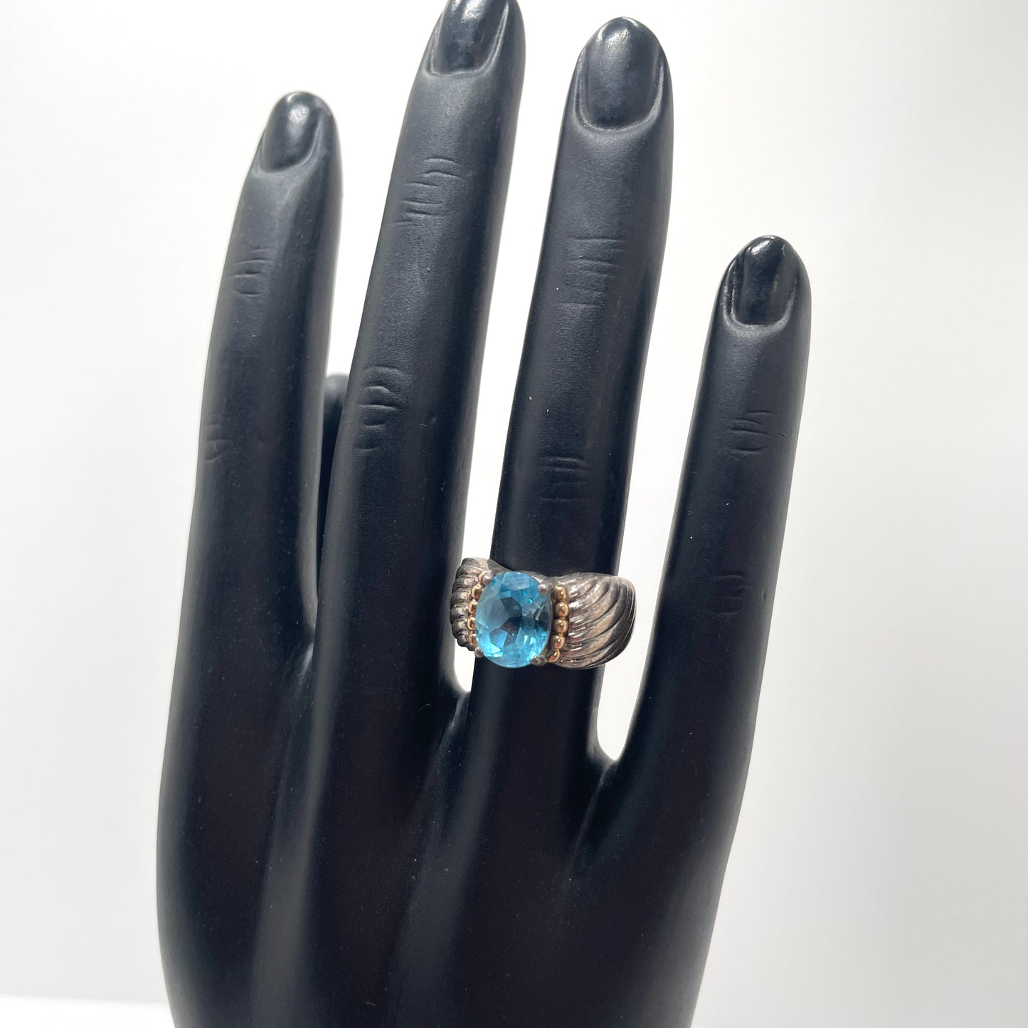 Sterling Silver & Aquamarine Ring - Size 5