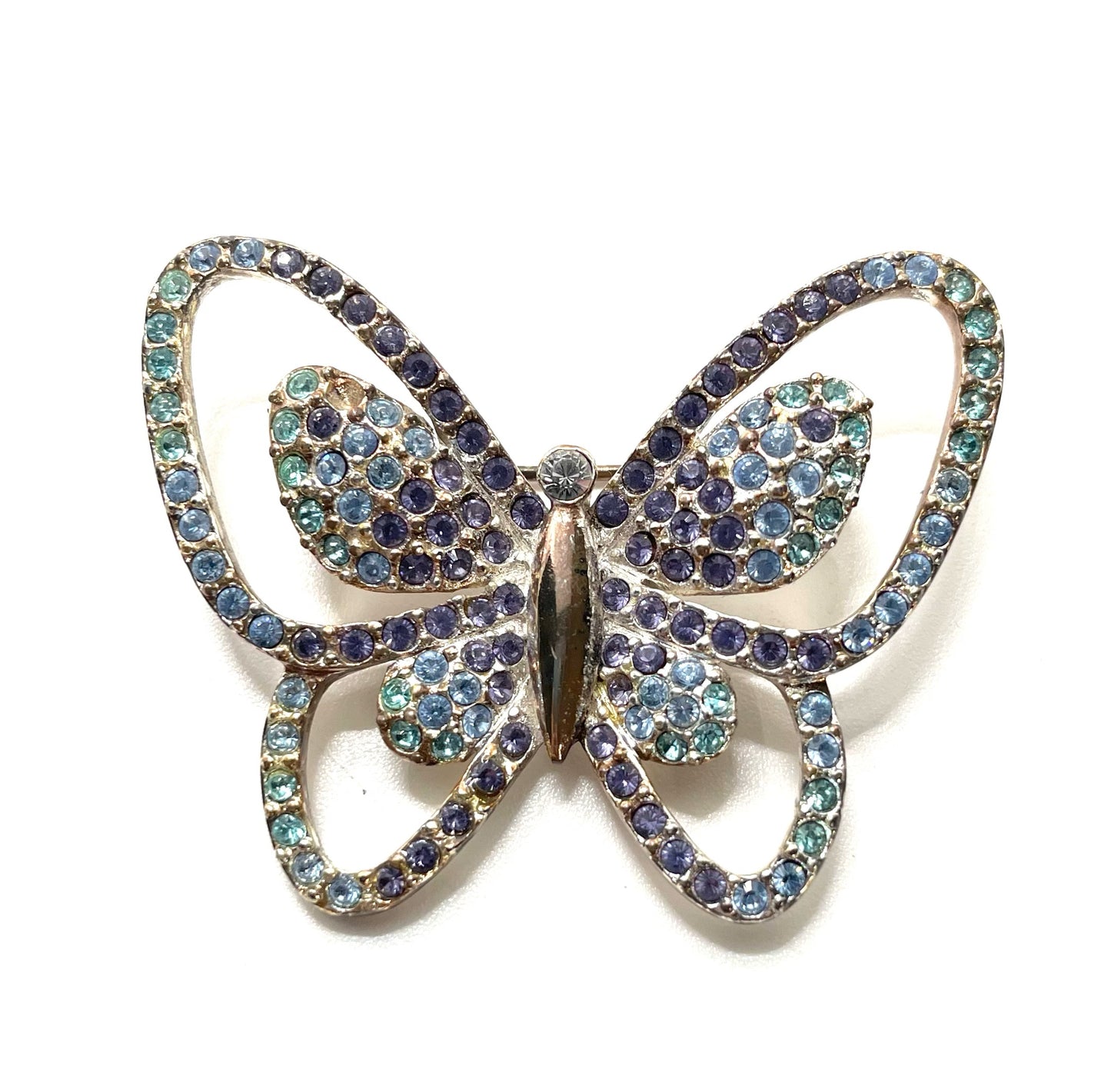 Vintage Purple & Blue Sparkling Butterfly Pin