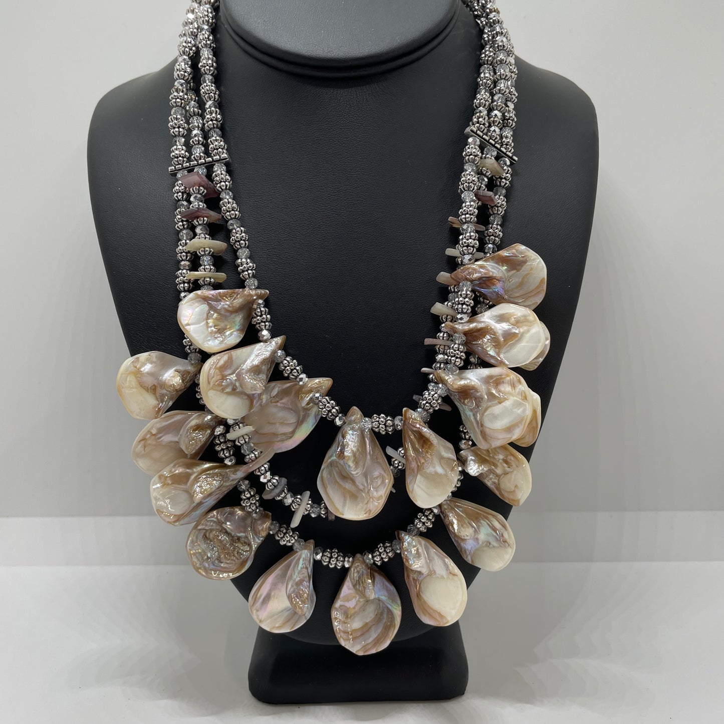 Chico's Shell & Silver Statement Necklace