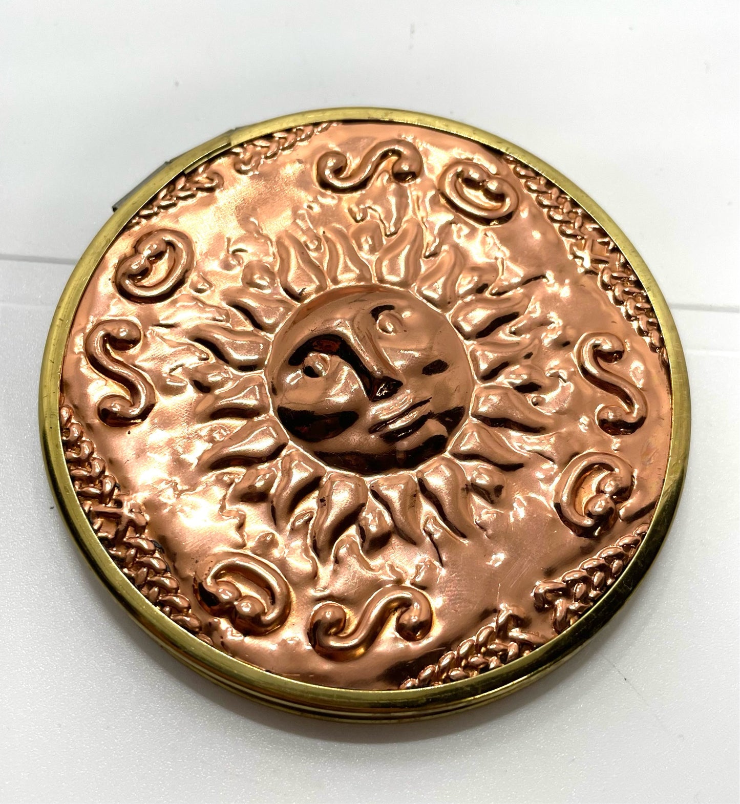 Vintage Copper Compact Mirror