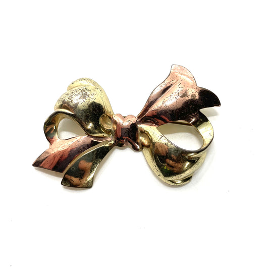 Vintage Sterling Silver Ribbon Bow Pin by Monet
