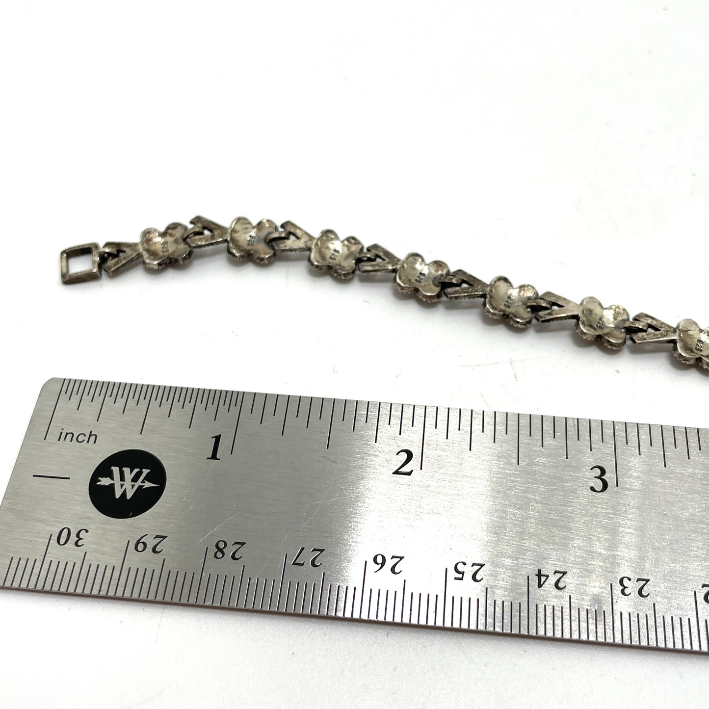 Vintage Sterling Silver & Marcasite Flower Bracelet