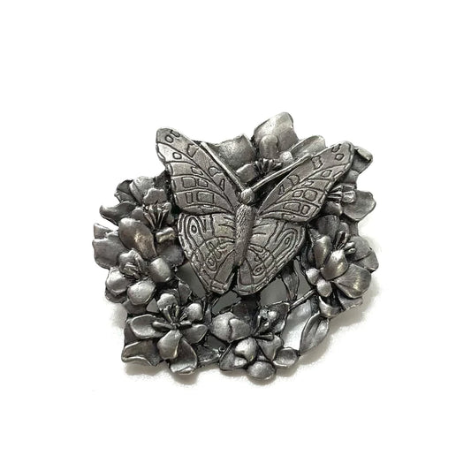 Vintage Butterfly on Flowers Pin by Birds & Blooms