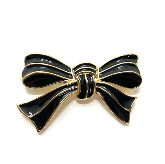 Vintage 1980s Black & Gold Designer Pin by Trifari