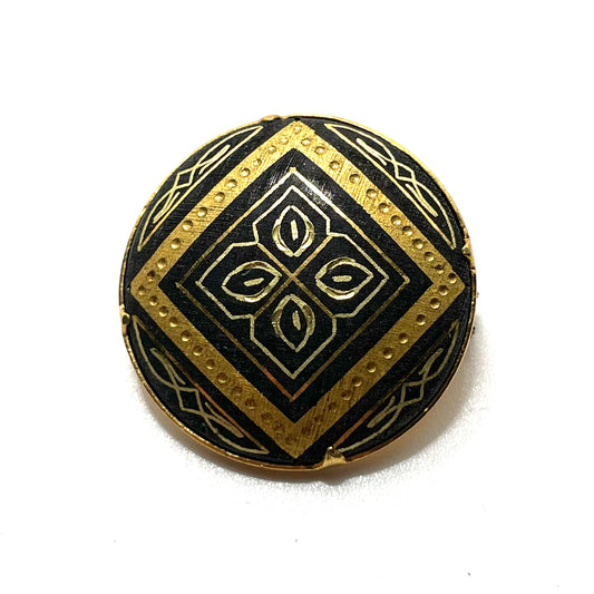 Vintage Black & Gold Circle Pin