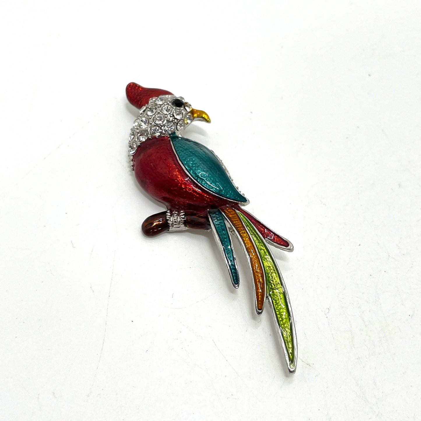 Enamel Parrot Pin with Crystals