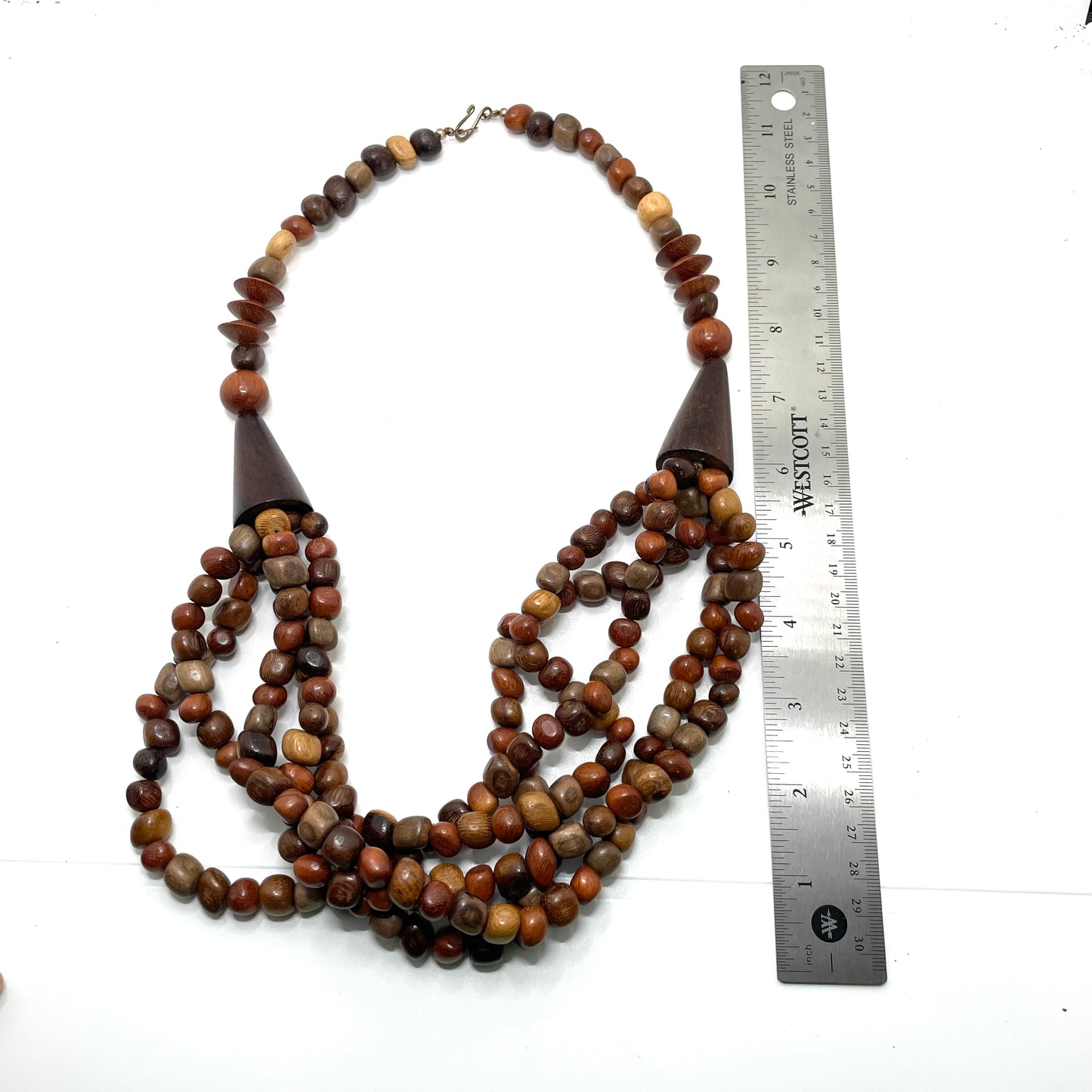Vintage Brown Wood Beaded Necklace