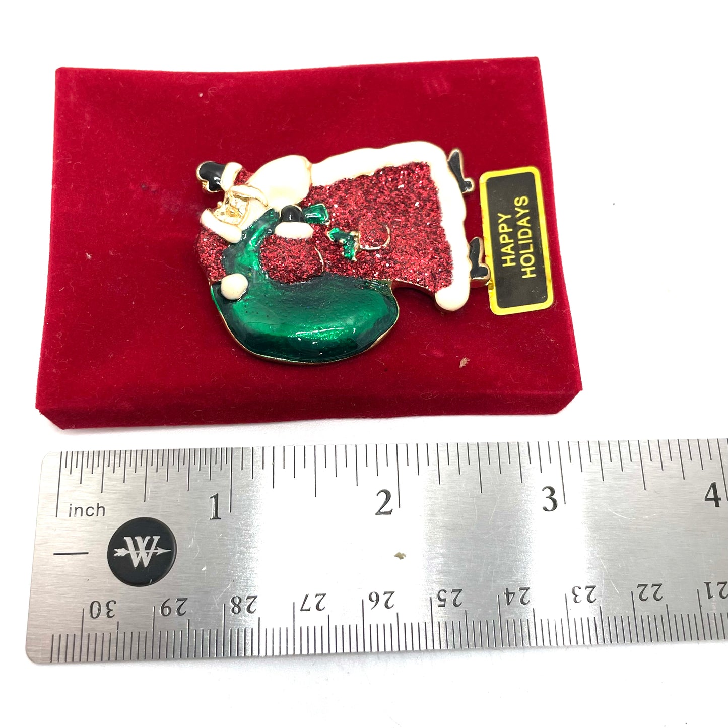 Vintage Santa Enamel Pin in Box