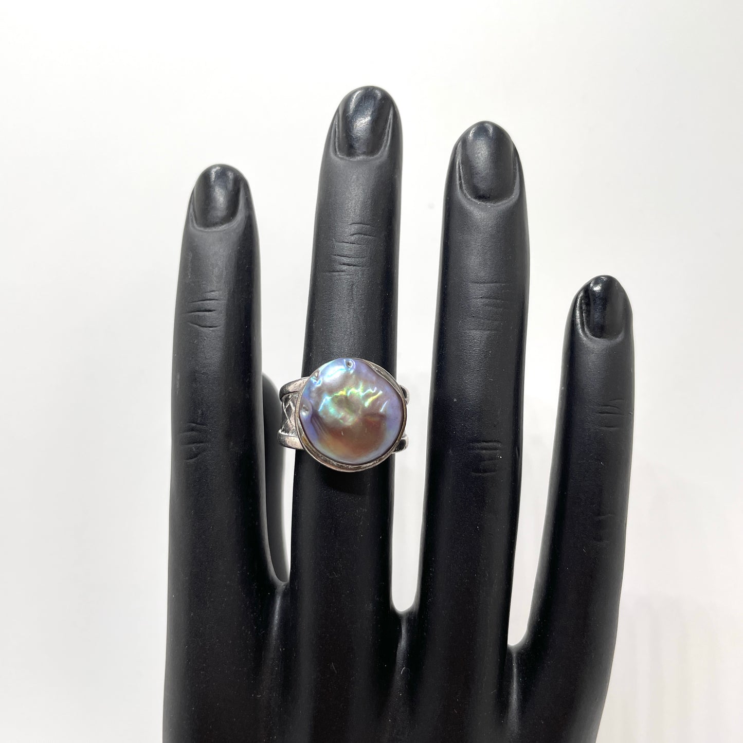 Vintage Sterling Silver Pearl Ring - Size 6