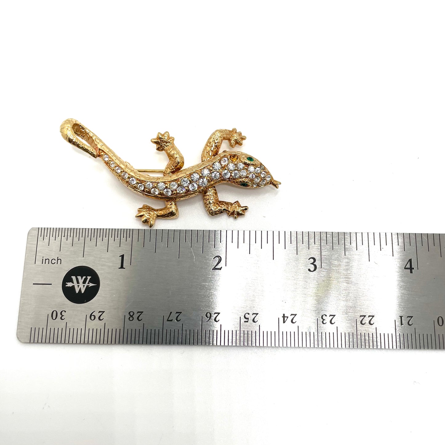 Vintage Gold & Crystal Lizard Pin