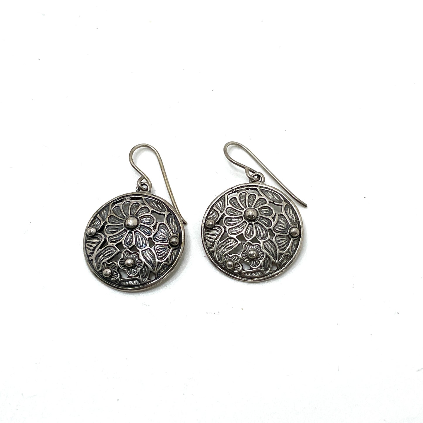 Vintage Israel Sterling Silver Flower Earrings