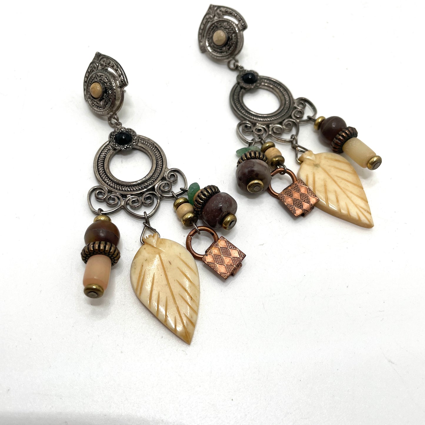 Vintage Mixed Materials Statement Earrings