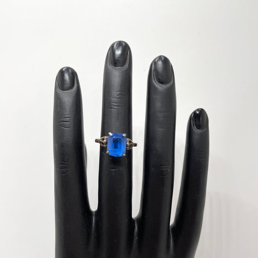 Vintage Sterling Silver Blue Ring - Size 6.5