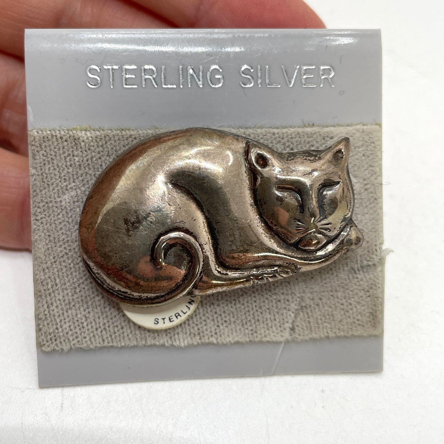 Vintage Sterling Silver Cat Pin