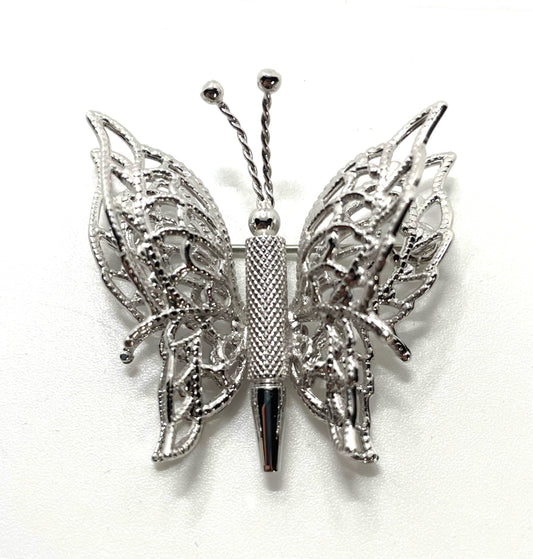 Vintage Butterfly Pin Elegant Silver Tone