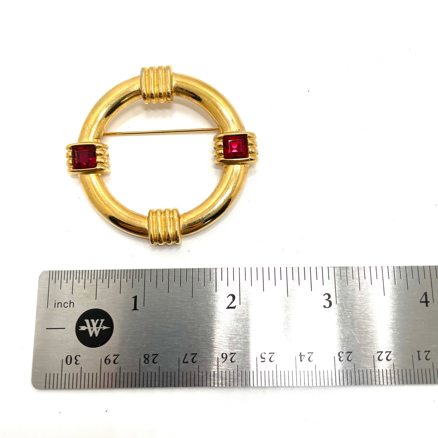 Vintage 1980s Gold & Red Geometric Pin