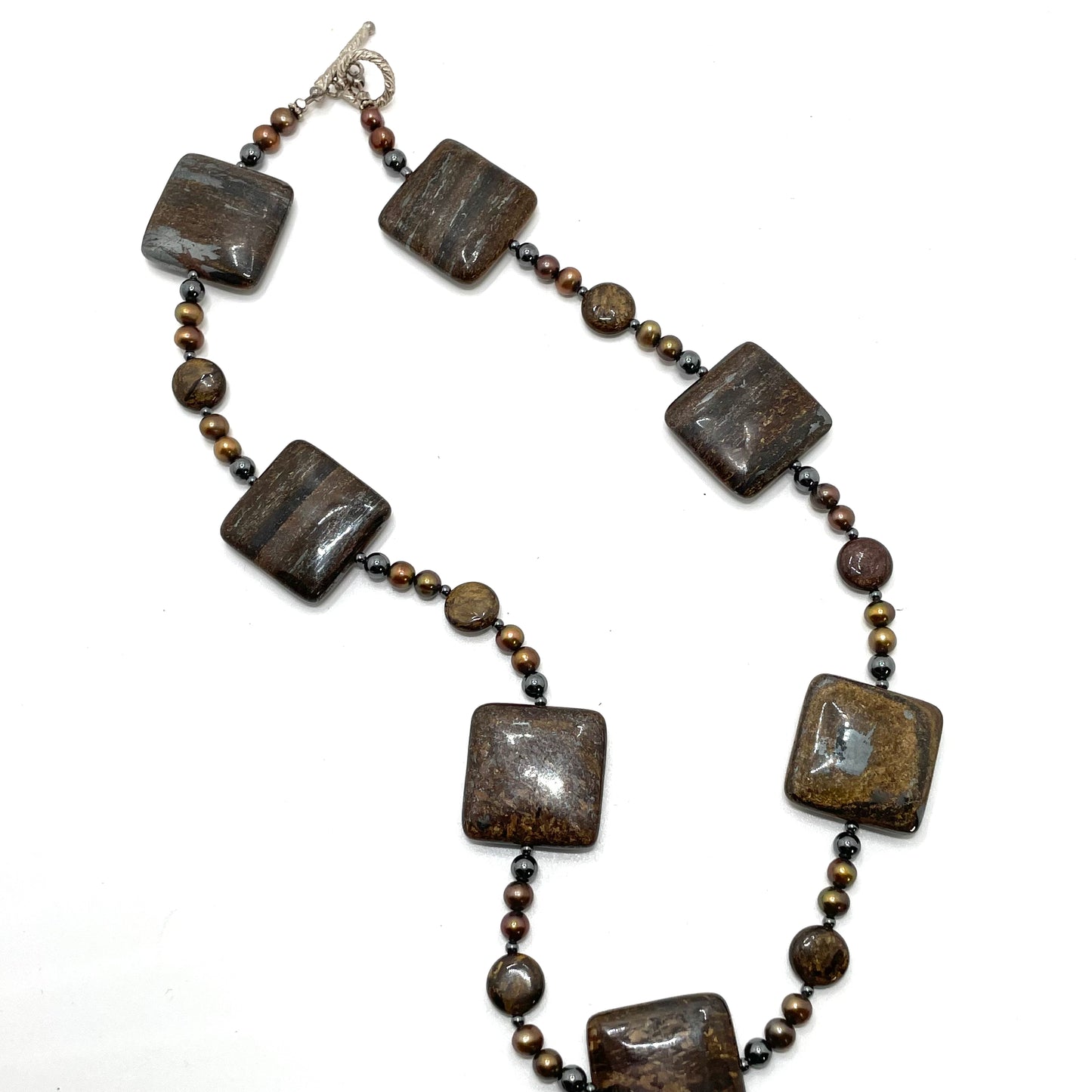 Brown Artisan Choker Necklace with Toggle Clasp