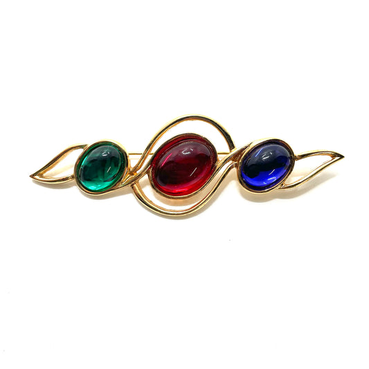 Vintage 1980s Gold Red Blue Green Pin