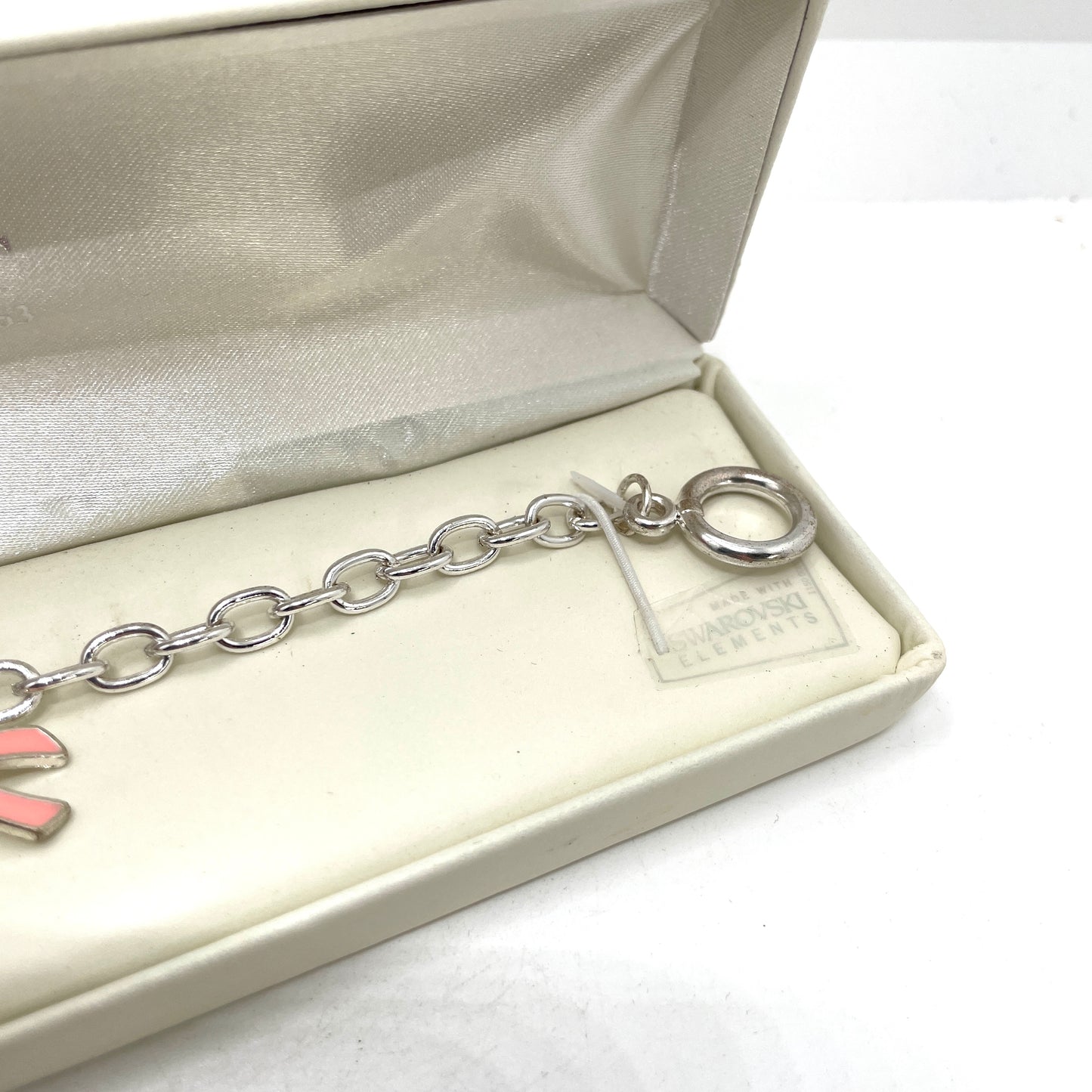 Breast Cancer Awareness Swarovski Charm Bracelet