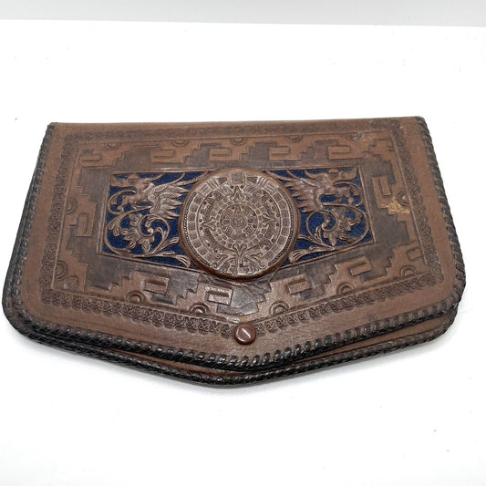 Vintage Clutch Purse with Aztec Design & Removable Wallet