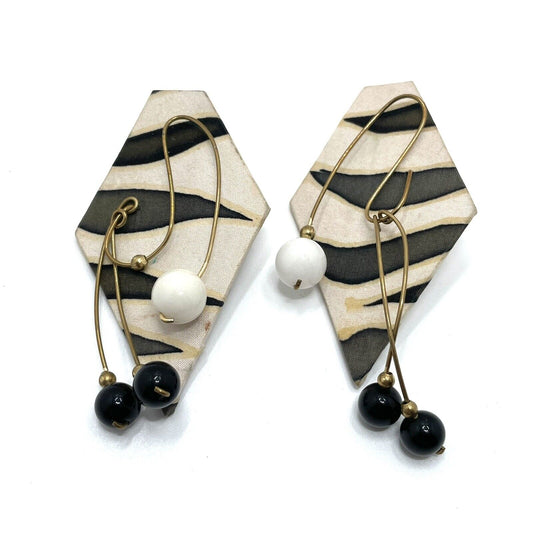 Vintage 1980s Zebra Dangle Statement Earrings