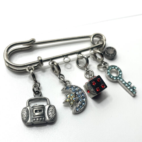 Safety Pin with Charms Brooch