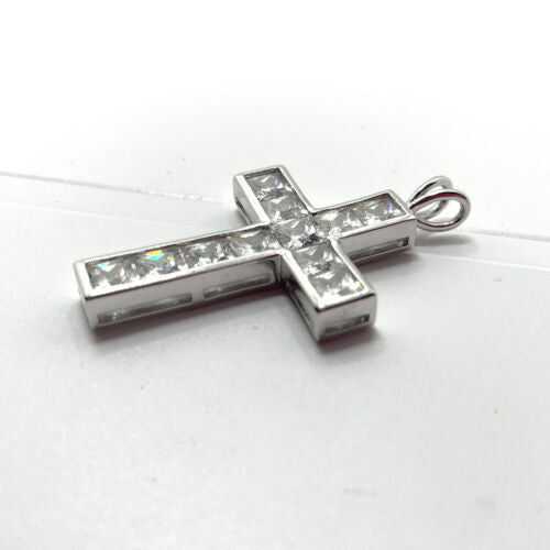 Sterling Silver Rhinestone Cross Pendant