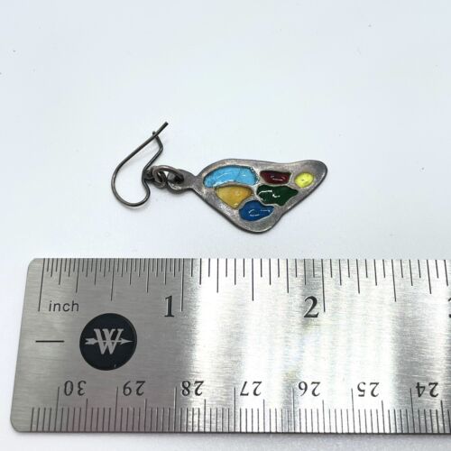 Vintage Butterfly Wing Stained Glass Dangle Earrings