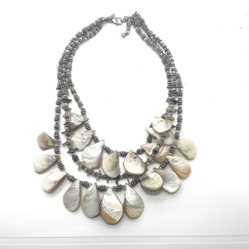 Chico's Shell & Silver Statement Necklace