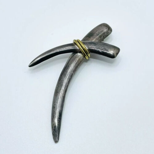 Vintage Mexican Sterling Silver Modernist Cross Pin